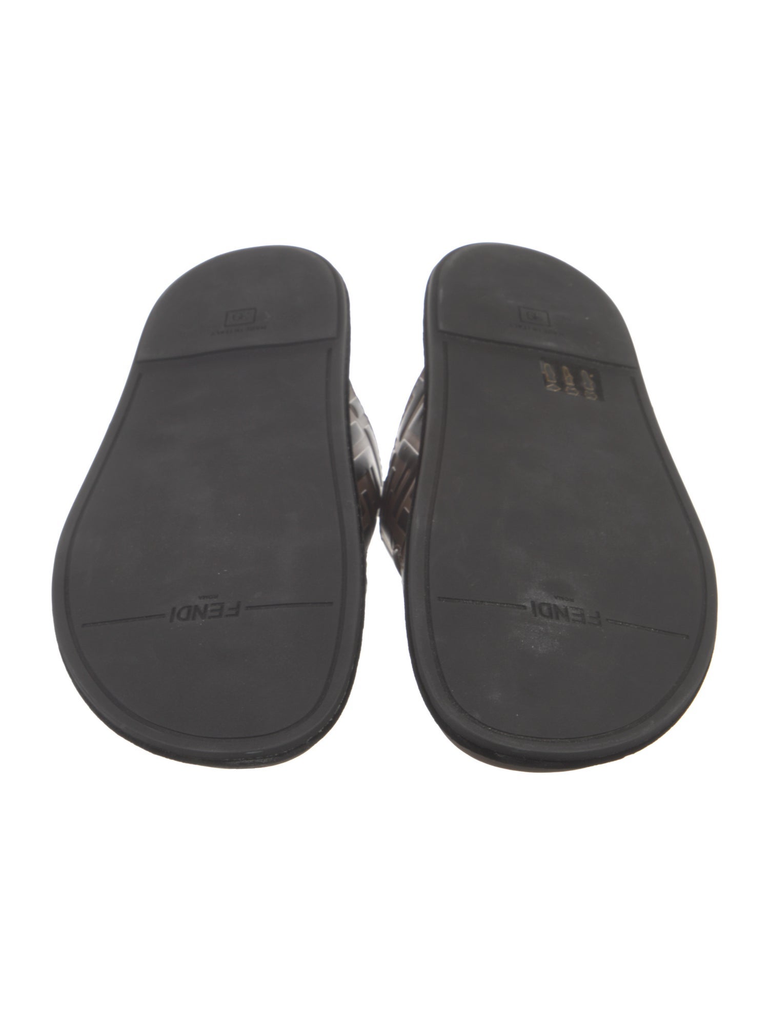 Fendi Zucca FF Logo Leather Slides